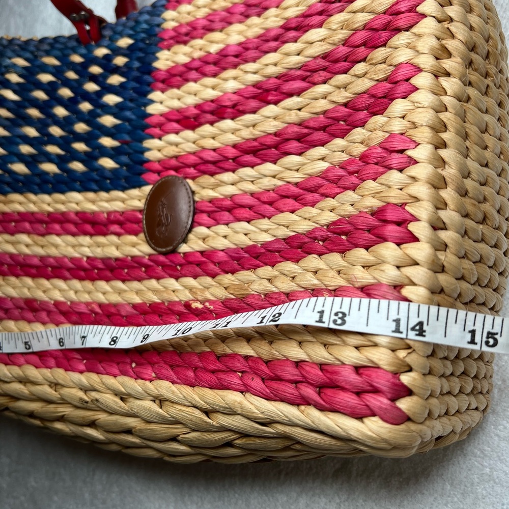 Patriotic Lined Straw Tote Bag - Picture 2 of 7